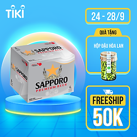 Hình ảnh Bia Sapporo Premium - Thùng 6 lon 650ml chính hãng