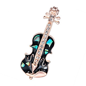 Fashion Women Alloy Enamel Crystal Exquisite Violin Brooch Pin Jewelry Gift