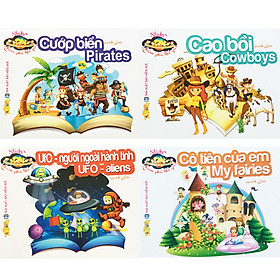 Bộ 4 Cuốn Sticker Khám Phá Thế Giới Cho bé : Cô Tiên Của Em - My Fairies + UFO - Người Ngoài Hành Tinh + Cao Bồi + Cướp Biển - Pirates