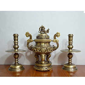 Mua Bộ đỉnh đồng hun cạo màu cao 50CM (Đỉnh + Chân nến)