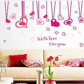 Decal dán tường dây trái tim tình yêu