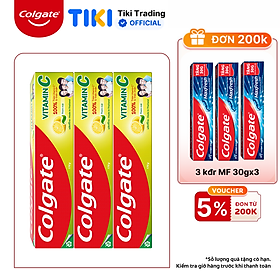 Bộ 3 Kem đánh răng Colgate Vitamin C thơm mát 170g/ tuýp