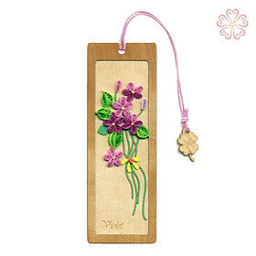Bookmark Hoa Violet Làm Từ Gỗ Veener Kết Hợp Giấy Xoắn Nghệ Thuật Size 4.3x12.5cm