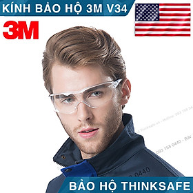 Kính bảo hộ 3M V34 Mắt kính chống tia UV, chống bụi, chắn gió, chống đọng sương, mắt kính trong suốt, bảo vệ mắt trong y tế, lao động, đi xe máy