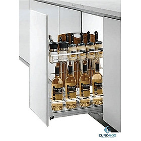 Giá dao thớt chai lọ đa năng nan dẹt Inox bóng Multi-Purpose Flat-bar Spice Rack of Shiny Stainless Steel w/Knife & Cutting Board Holder