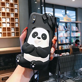Phim hoạt hình 3D We Bare Bears ví điện thoại Xiaomi 9t 8 9 se mix2s mix3 Xiaomi 5X 6 6x max2 max3 vỏ điện thoại mềm - black/đen, black/đen