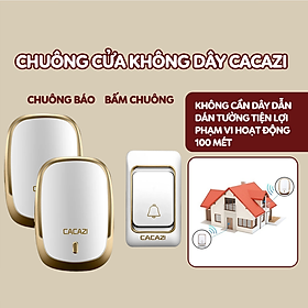 Mua Chuông cửa không dây thông minh CACAZI K01  chống nước khoảng cách sử dụng trong 200M  36 loại nhạc chuông  110 DB (2 chuông - 1 nút bấm)