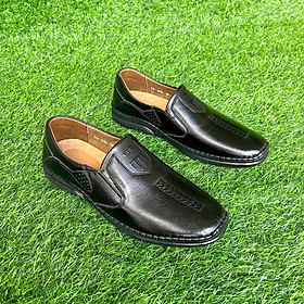 Giày da nam Trường Hải màu đen da bò may full đế GD3301