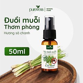 Tinh dầu đuổi muỗi sả chanh Purevess - dạng xịt giúp thư giãn, thơm phòng 50ml