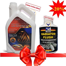 COMBO nước làm mát ô tô màu đỏ 3A Premium Longlife Coolant 4L + súc rửa két nước làm mát Bluechem