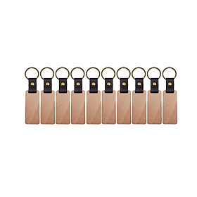 10 Pieces Wood Engraving  Key  Men Women  Key Tag PU Leather Strap Keyring Key Tag Keychain Holder for Accessories DIY Gift Car