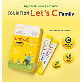 [Kolmar]Thực phẩm bảo vệ sức khỏe CONDITION LET’S C FAMILY Bổ sung Vitamin C, Kẽm và Vitamin D - Hộp 30 gói