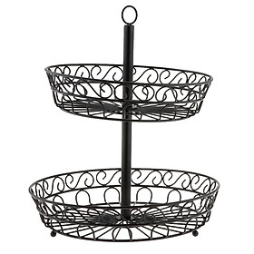 2 Tier Fruit Basket Rack Stand Holder Storage Iron Wire Fruit Vegetable Bowl