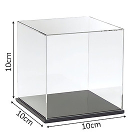 Hộp mica Enter BOX101 10x10x10cm mica dày 2mm, đế đen 5mmx2 vuông, Hộp trưng bày mô hình, Hộp mica trong chống bụi