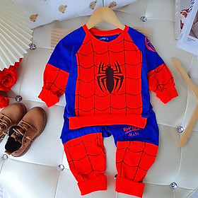 Đồ bộ quần áo bé trai dài tay siêu nhân nhện Spider man chất cotton mát đẹp cho bé 2-5 tuổi