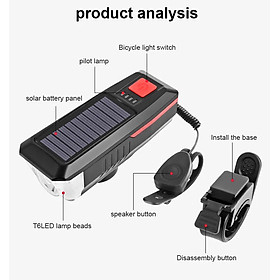 Năng Lượng Mặt Trời Đa Năng Đèn Xe Đạp Có Thể Sạc Qua USB Đèn Pha Xe Đạp Đèn Led Chống Nước Đèn Xe Đạp 3 Chế Độ LED Mountain Đèn Trước Xe Đạp Với 5 Chế Độ 120dB Còi Xe Đạp - Hàng Chính Hãng dododios