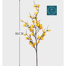 Cành nụ hoa mộc lan cao cấp từ lụa 95cm nhiều nhánh thiết kế trang trí không gian sang trọng