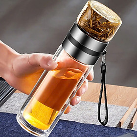 Mua Bình Thủy Tinh 2 Lớp Pha Trà - Cách Nhiệt Tốt - Có Lõi Lọc Inox 304 - Dung Tích 400ml - Hàng Loại 1