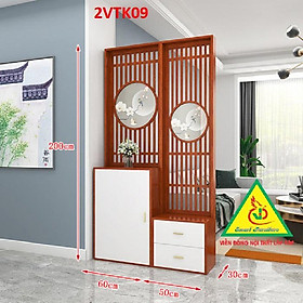 Tủ kệ trang trí kiêm vách ngăn phòng khách , nhà bếp 2VTK09- Nội thất lắp ráp Viendong Adv