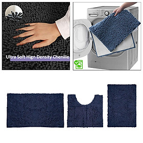 3 Pieces Bathroom Rug Sets Anti-Slip Bath Rug Absorbent Bath Mats