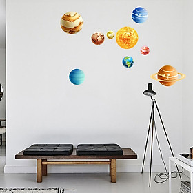 9Pcs Solar System Wall Stickers,Glowing Planets Wall Decals for Kids Room