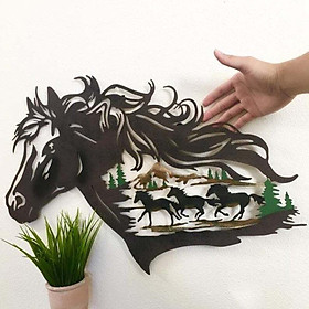 Metal Western Horse Head Wall Hanging Art Decoration for Living Room Bedroom Home Cafe Hotel