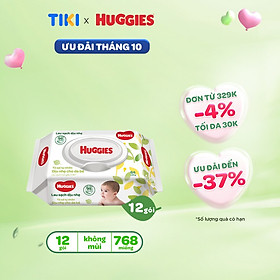 Thùng 12 gói khăn giấy ướt cho trẻ sơ sinh HUGGIES - Hàng chính hãng