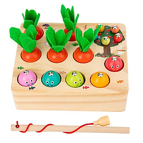 Hình ảnh Fun Wooden Radish Fishing  Worm Toy Puzzle Sorting Game