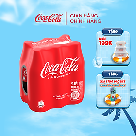 Lốc 6 Chai Nước Ngọt Giải Khát Có Gas Coca-Cola Vị Nguyên Bản Original 390ml/Chai Sale 25.4 Coca-Cola Chính Hãng