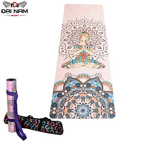 Thảm Tập Yoga Cao Su 5mm Nặng 3.1kg Hoa Văn Ấn Độ Đại Nam Sport+ Kèm Túi Và Dây Buộc