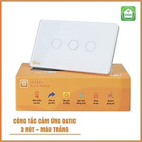 Mua Công tắc thông minh HUNONIC DATIC 3 nút màu trắng - Điều khiển từ xa bằng điện thoại-Hàng Chính Hãng