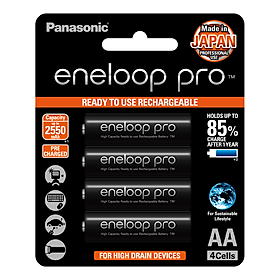 Mua Pin sạc Panasonic Eneloop AA 2550mah BK-3HCCE4BT3 (Vỉ 4 viên) (Đen) - Hàng chính hãng