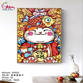 Mua Tranh trang trí tô màu theo số Gam Mèo thần tài DV4323