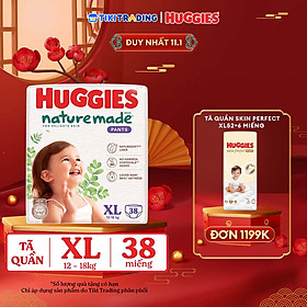 Tã/bỉm quần Huggies Naturemade M58/L44/XL38/XXL26