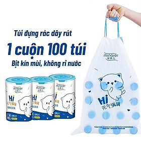 Túi Đựng Rác, Cuộn 100 Túi Có Quai Rút, Tự Huỷ Sinh Học, Kích Thước 45 x 50 cm, Siêu Dai, Chịu Nhiệt, Tiện Dụng Trong Gia Đình. TakyHome 5625