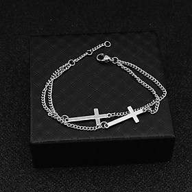 Vòng tay nam nữ vòng tay đôi chữ thập 2 tầng kép