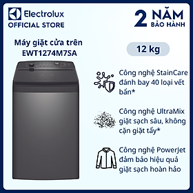 [Free Giao lắp] Máy giặt cửa trên Electrolux 12kg UltimateCare 700 EWT1274M7SA - Xám đen, giặt sạch sâu, không cặn giặt tẩy [Hàng chính hãng]