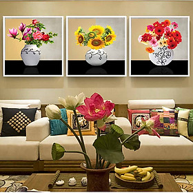 Mua Bộ 3 tranh canvas treo tường Decor Bình hoa cách điệu - DC132