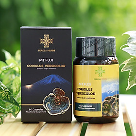 Nấm vân chi núi Phú sĩ Nhật Bản - Tăng sức đề kháng giúp phòng ngừa bệnh, tăng hệ miễn dịch - Teresa Herbs Mt Fuji Coriolus Versicolor 60 Capsules Nutritional Supplement (Made in USA, 60 viên 500mg)