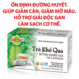 Trà Khổ Qua Túi Lọc Hỗ Trợ Thanh Nhiệt, Ổn Định Huyết Áp, Giảm Cân - Dáng Đẹp Da Xinh Hộp 25 gói - Thương Hiệu Hùng Phát