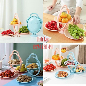 Mua Khay nhựa đựng trái cây  mứt  bánh kẹo  hoa quả 3 tầng gấp gọn Bằng Nhựa Lúa Mạc mẫu mới 2021