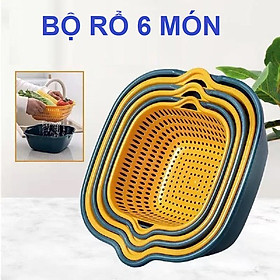 Mua Rổ Nhựa Rửa Rau Củ Quả Bộ 6 Món- Rổ Nhựa Kèm Chậu - Tiện dụng