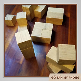 Cube 8x8x8cm, 8x8x4cm, 8x8x12cm| Khối gỗ lập phương dùng trang trí, đồ chơi. điêu khắc - 8x8x4cm