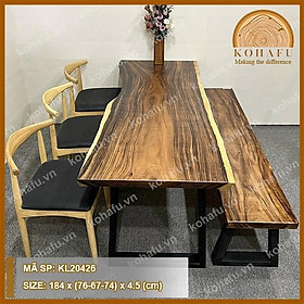 Mua Mặt bàn dài gỗ me tây nguyên tấm  vân sậm KL20426