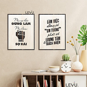 Bộ tranh gỗ tạo động lực 2 tấm decor treo tường văn phòng công ty cao cấp SB2