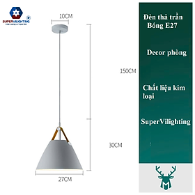 Mua Đèn led phòng khách treo trang trí trần nhà bàn ăn dây da trắng đen ghi xám bảo hành 24 tháng