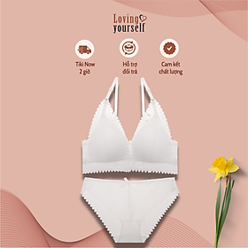 Set/Bộ đồ lót ren cúp tam giác, không gọng, khóa cài trước LYEB020