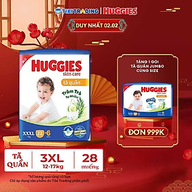Tã/bỉm quần HUGGIES SKINCARE gói JUMBO size XXXL 22+6 miếng