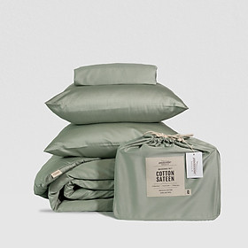 Bộ ga giường cotton sateen cao cấp ru9 - chất liệu 100% tự nhiên | bao gồm 4 món | 6 kích thước | nhiều màu sắc