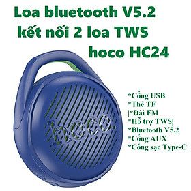 Loa bluetooth V5.2 hỗ trợ TWS kết nối 2 loa cho điện thoại laptop hoco HC24 _ Hàng chính hãng